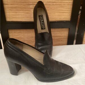 Vintage DOLCIS Brown Leather Heels 7.5 EUC chunky heeled loafers pumps